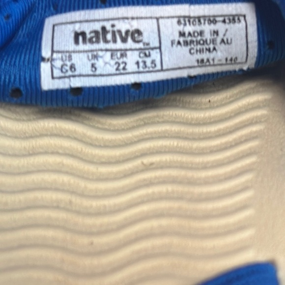 Native Blue and Cream Sandals with Textured Footbed - Picture 3 of 5